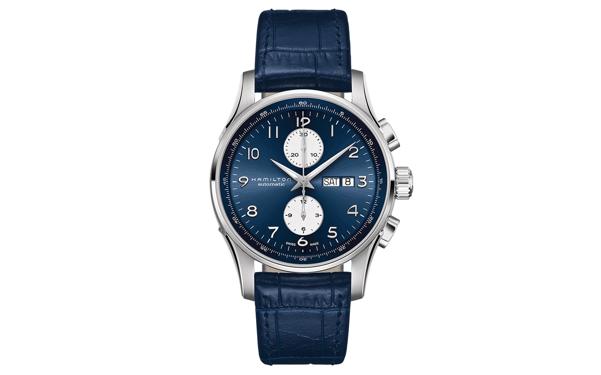 Hamilton jazzmaster maestro auto chrono blue dial