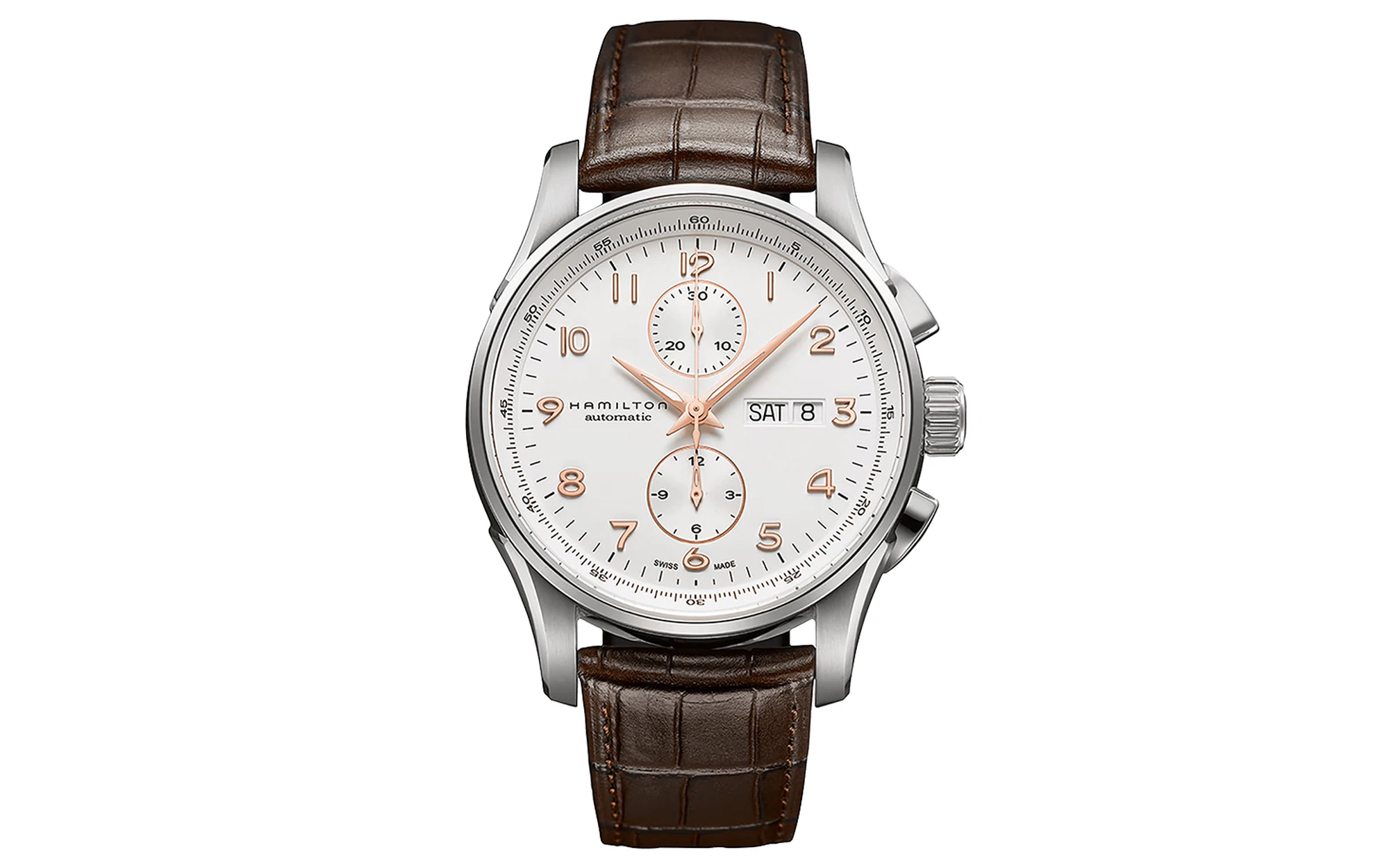 Hamilton jazzmaster maestro auto chrono white dial 2