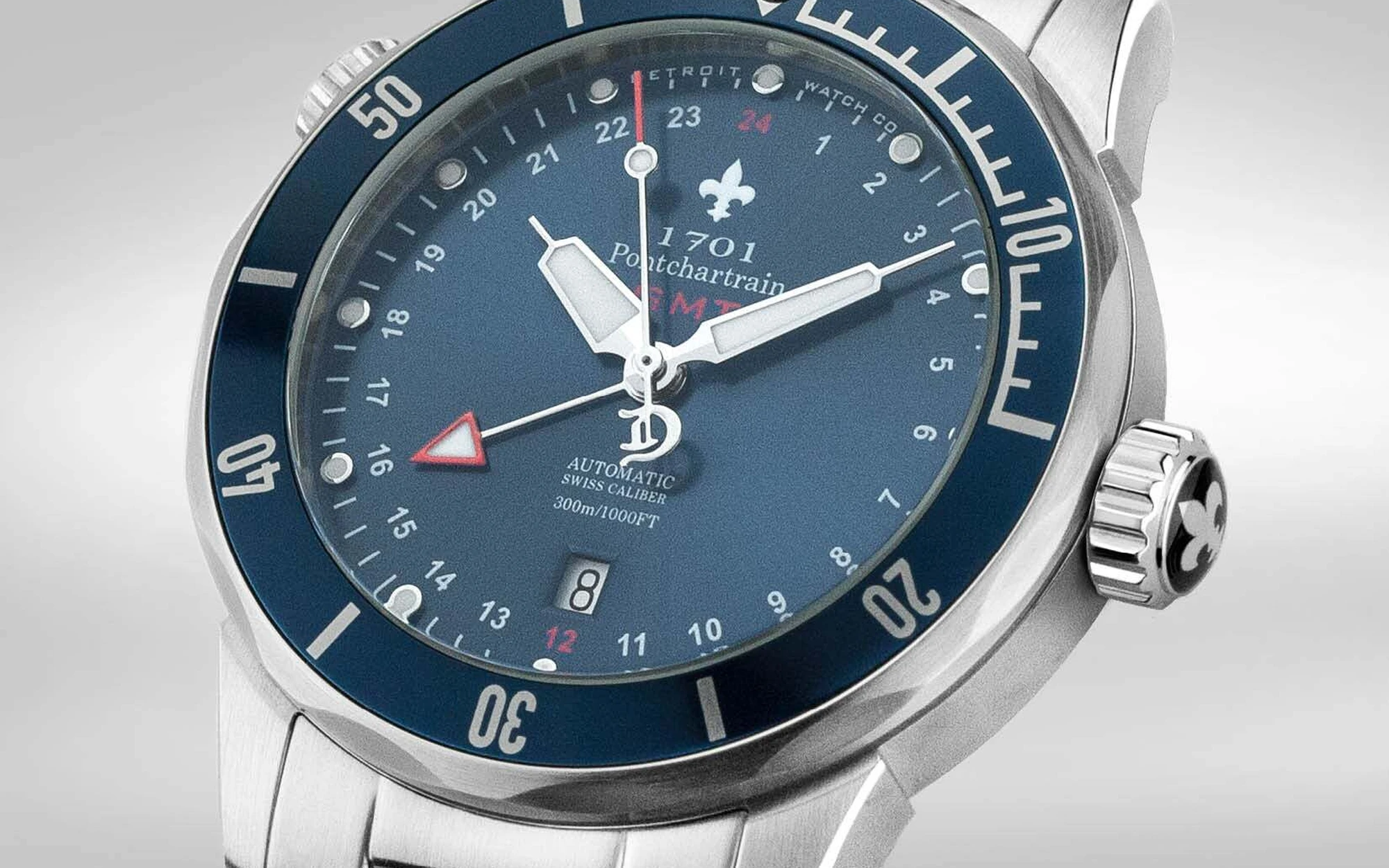 Detroit watch company 1701 pontchartrain great lakes edition gmt diver 16