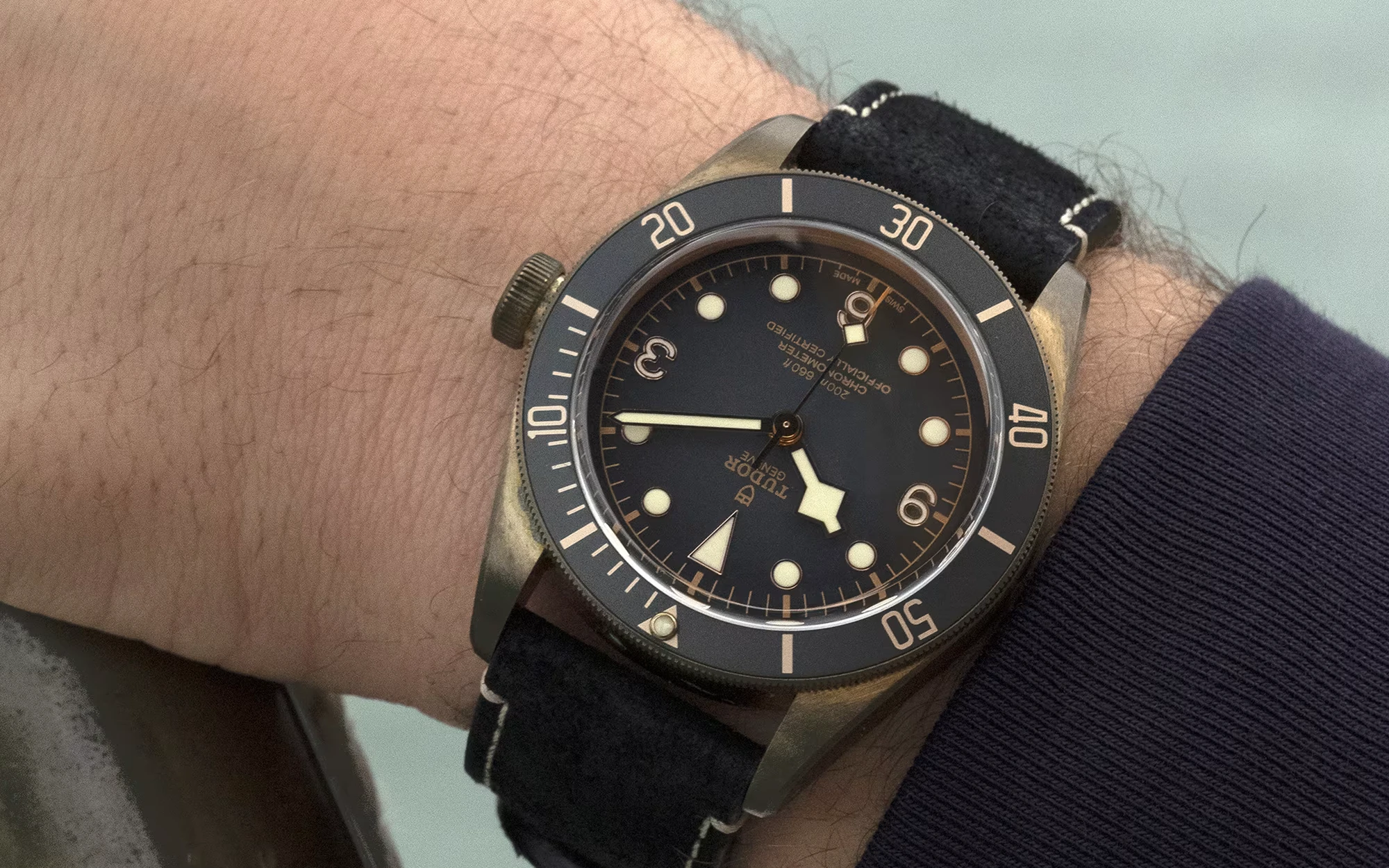 Tudor Black Bay Bronze on Leather/Suede Strap