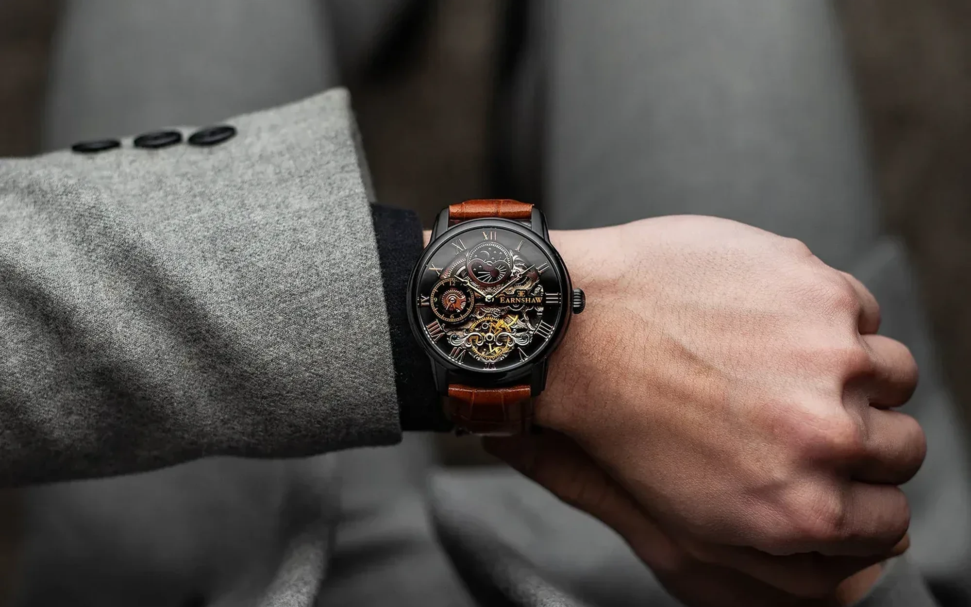 Thomas earnshaw longitude dual time automatic anchor black 1