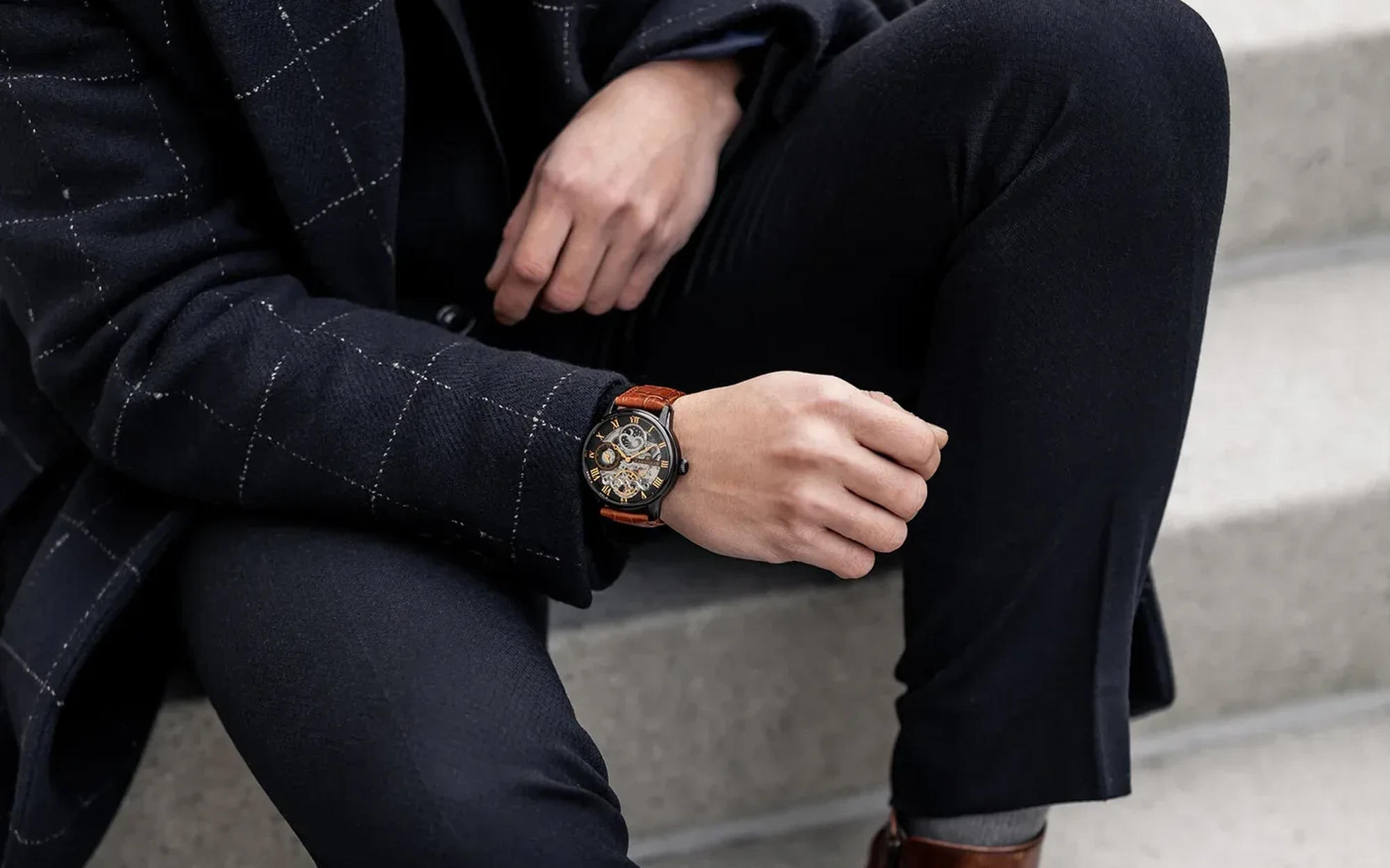 Thomas earnshaw longitude dual time automatic anchor black 2