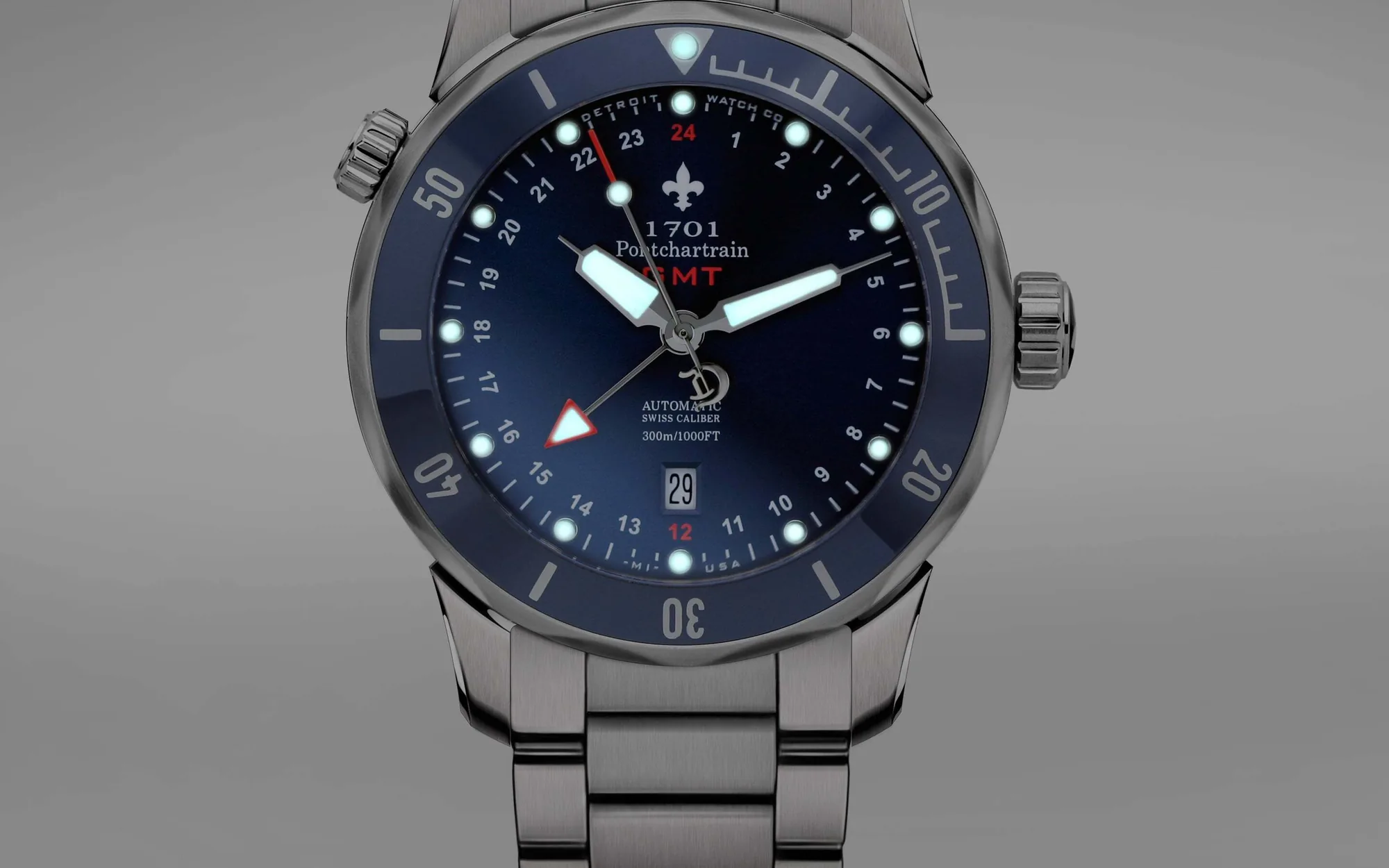 Detroit watch company 1701 pontchartrain great lakes edition gmt diver 15