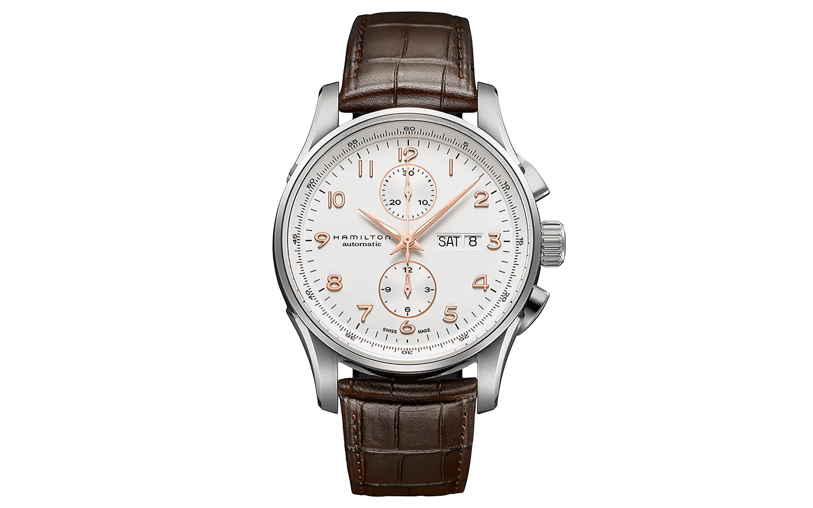 Hamilton jazzmaster maestro auto chrono white dial 2